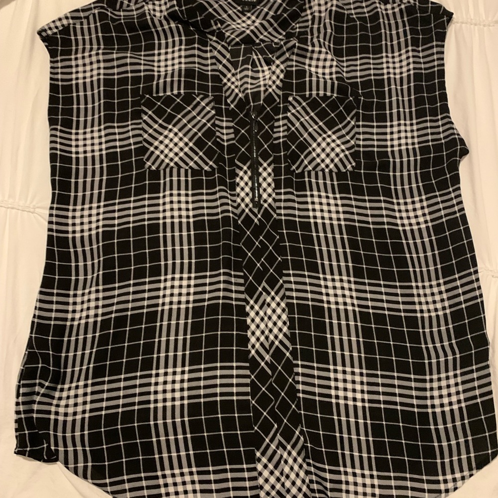 Torrid Black and White Checkered Blouse